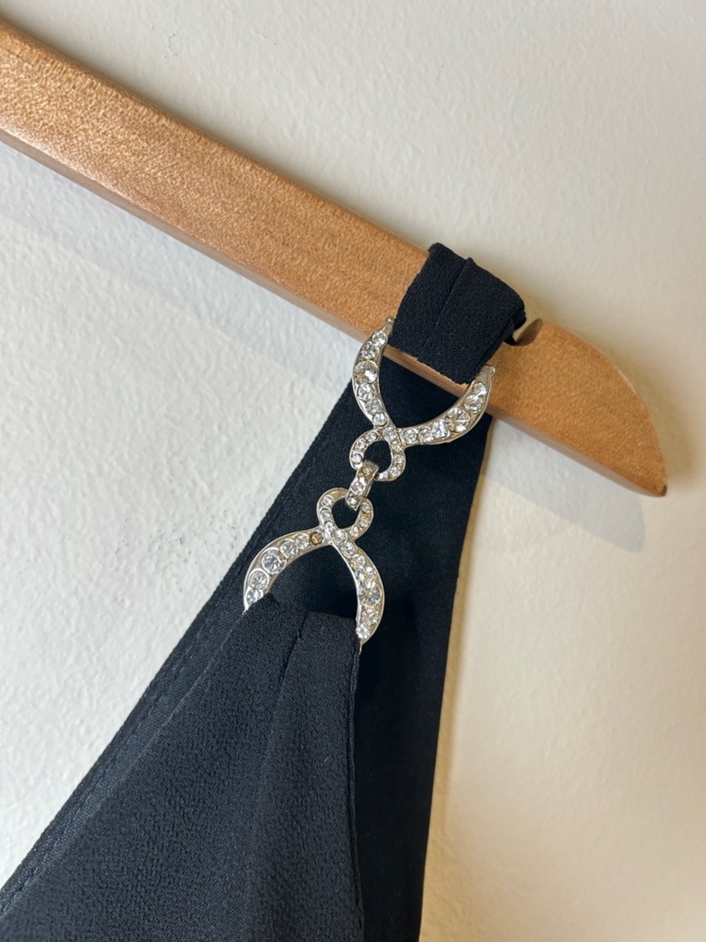 Vintage 90’s Deadstock NWTs Classic Black Slip Dress with Chain Strap Details - Picture 5 of 9